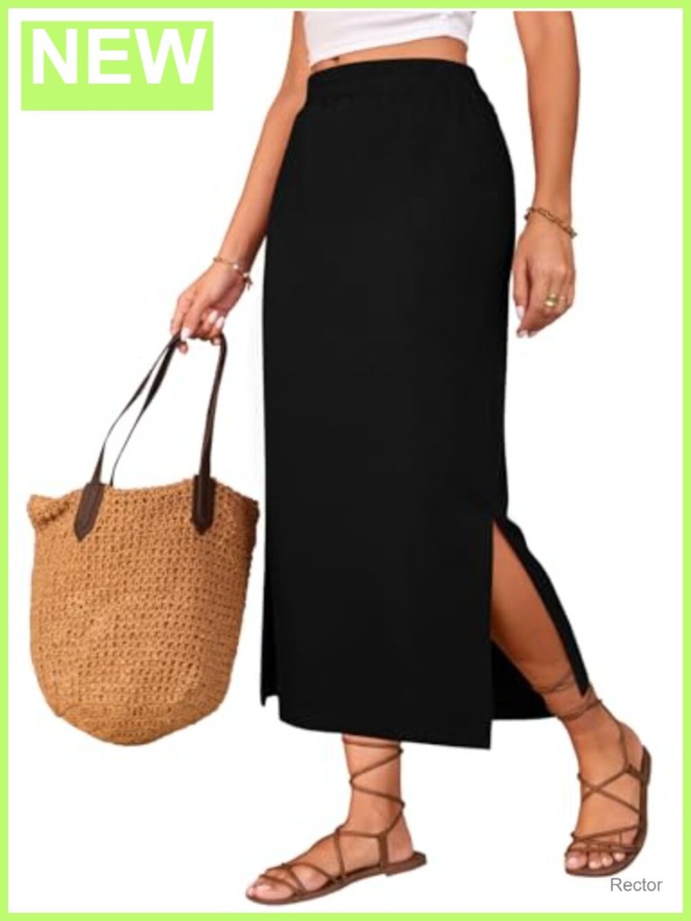 Women's Maxi Skirt Side Slit Pencil High Waisted Rayon Spandex